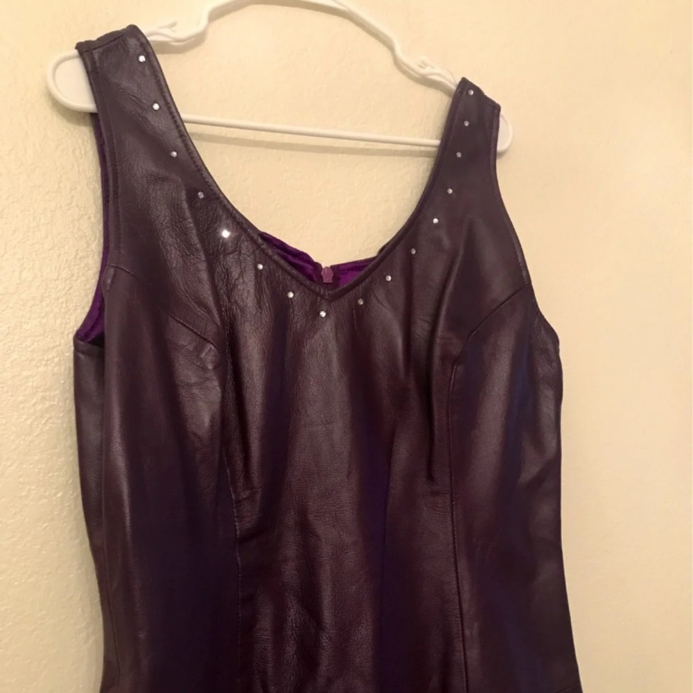 Leather purple dress